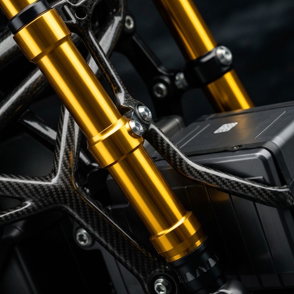 Close-up of custom e-bike components